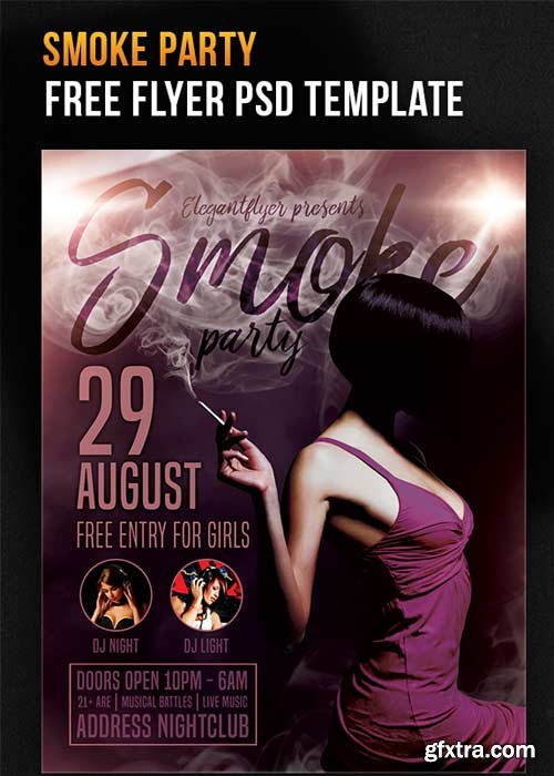 Smoke Party V1 Flyer PSD Template + Facebook Cover