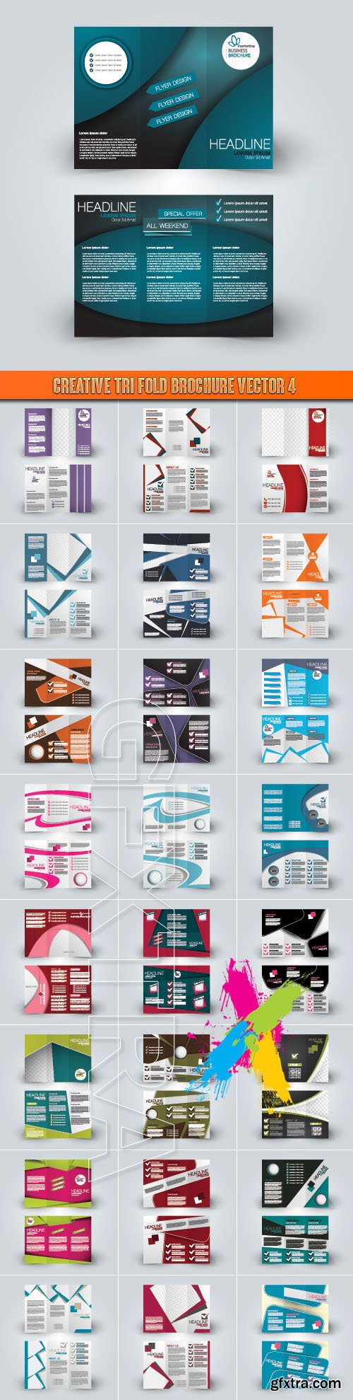 Creative tri fold brochure vector 4