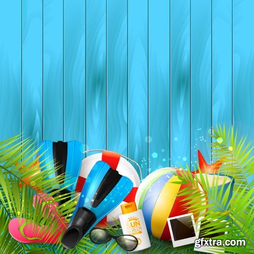 Summer holidays background, sea, beach, palm trees