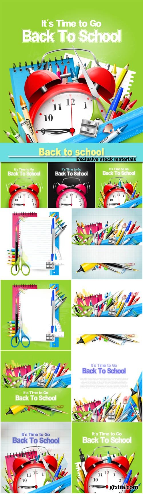 Back to school background, books, notebooks, pens, pencils