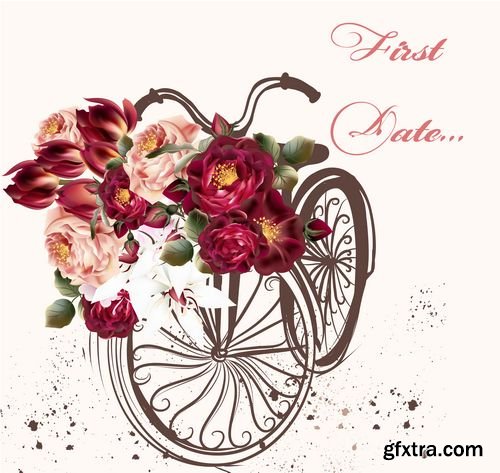 Retro bicycle decorative flowers