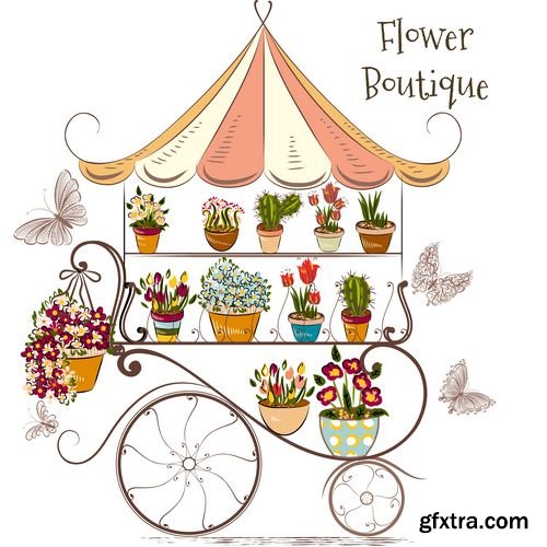 Retro bicycle decorative flowers