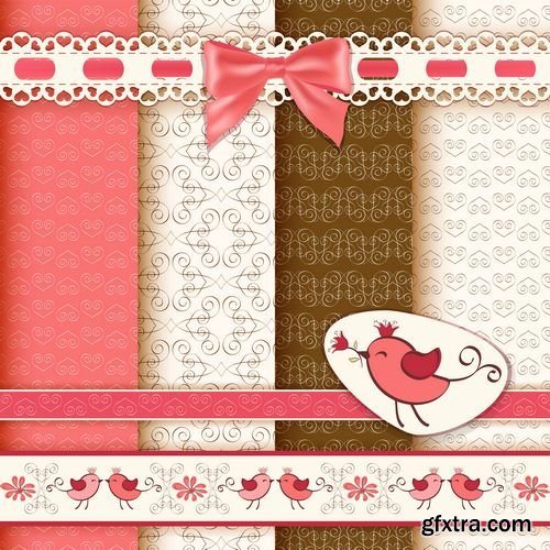 Children\'s flower backgrounds bow and lace