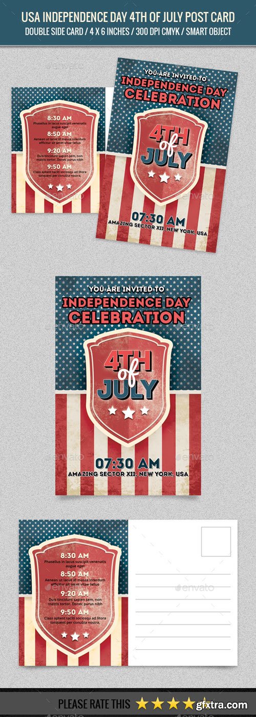 GraphicRiver - USA Independence Day 4th of July Post Card - 16440226