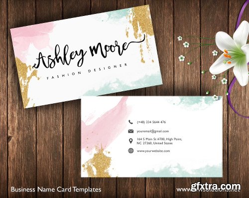 CreativeMarket Watercolor Name Card 7064