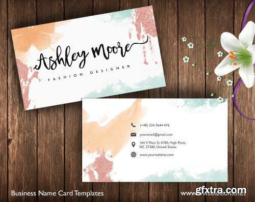 CreativeMarket Watercolor Name Card 7064