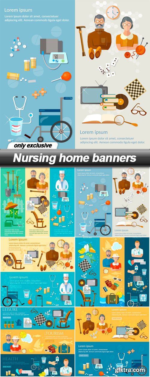 Nursing home banners - 6 EPS