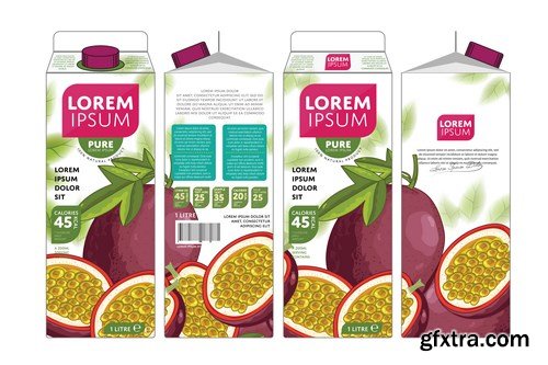 Template Packaging Design Passion Fruit Juice - 18xEPS