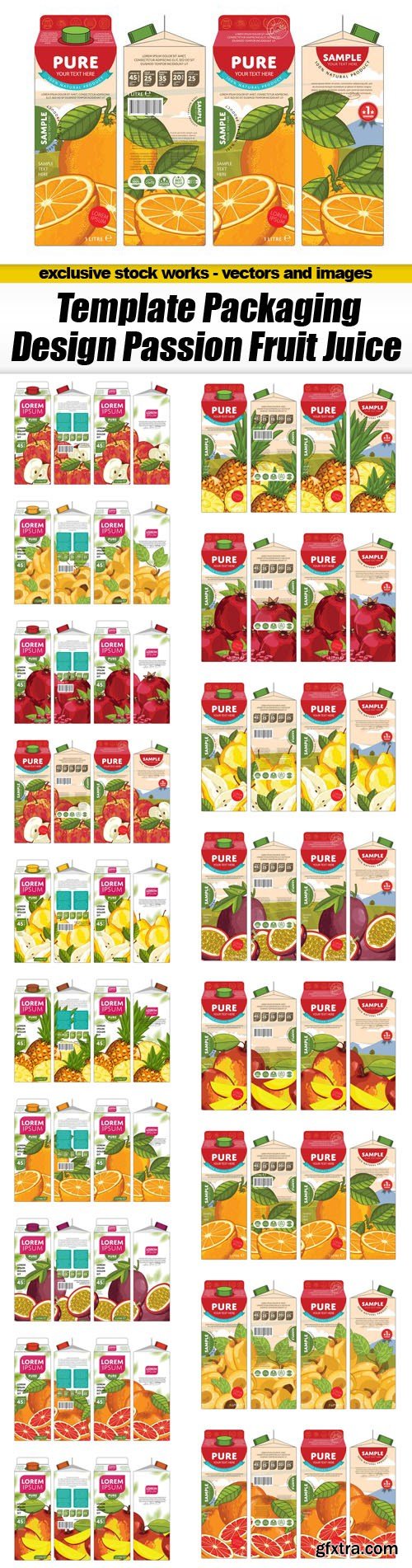 Template Packaging Design Passion Fruit Juice - 18xEPS