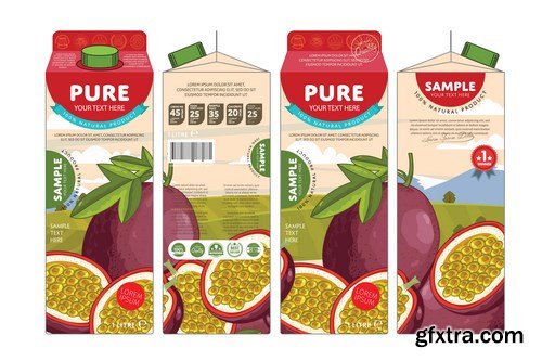 Template Packaging Design Passion Fruit Juice - 18xEPS