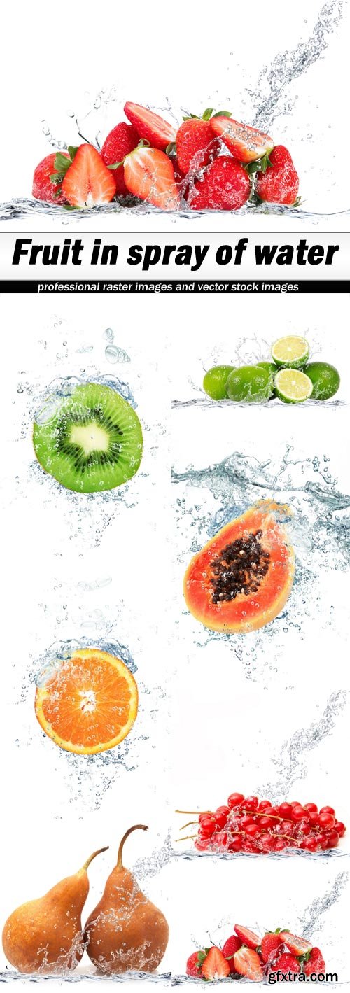 Fruit in spray of water-7xUHQ JPEG