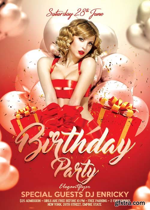 Birthday Party V02 Flyer PSD Template + Facebook Cover