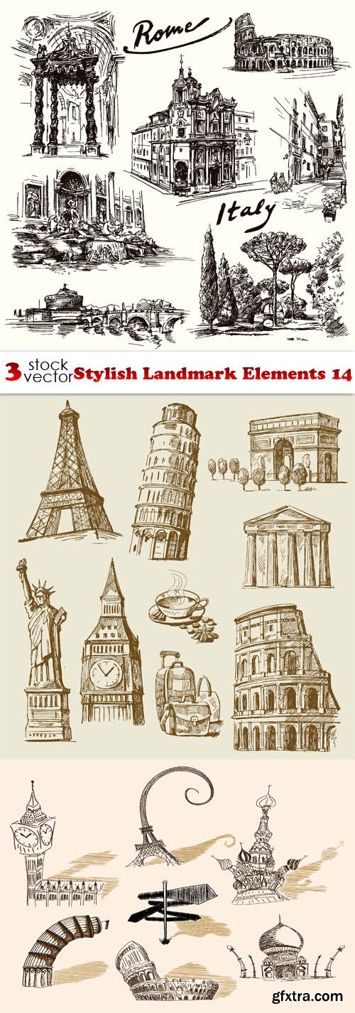 Vectors - Stylish Landmark Elements 14