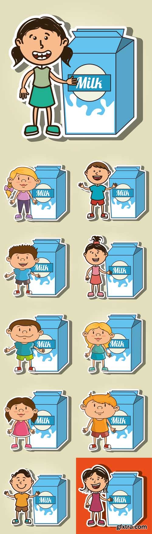 Vector Set - Kids Menu Design for Milk