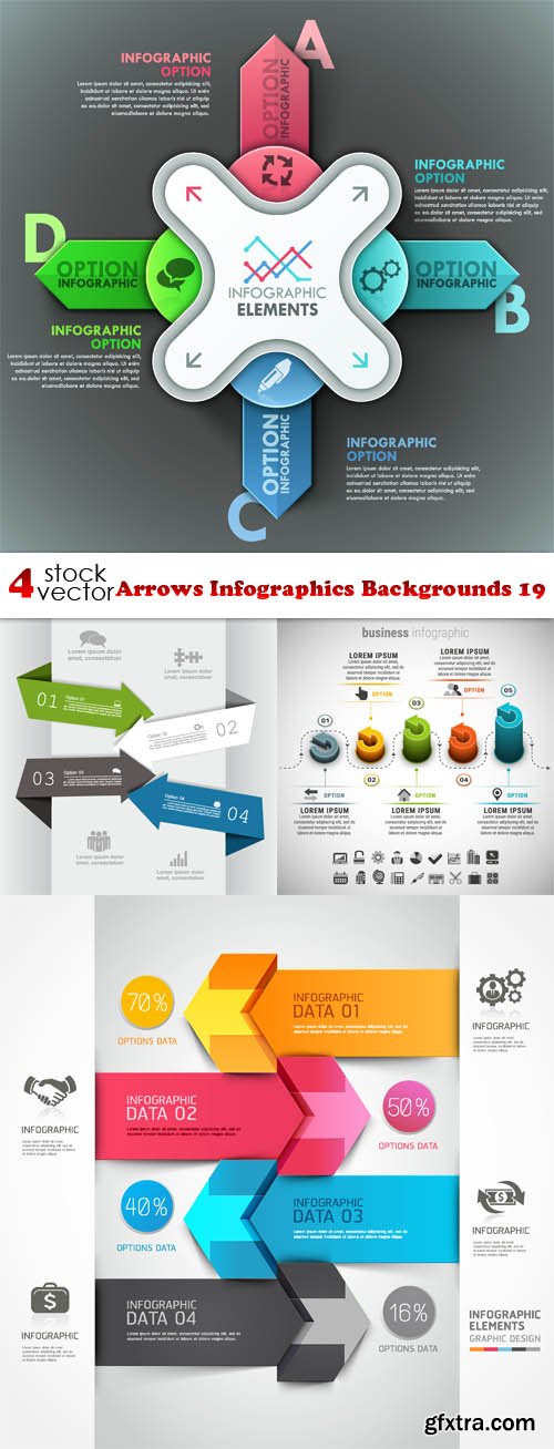 Vectors - Arrows Infographics Backgrounds 19