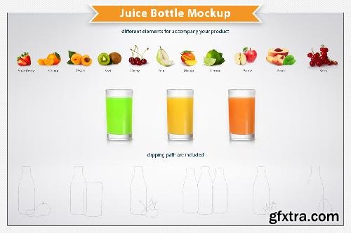 CreativeMarket Juice Bottle Mockup 660286