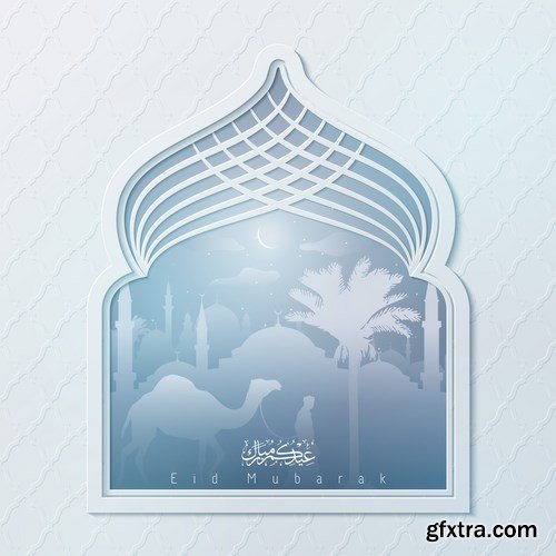 Eid Mubarak Papercut Style 4 - 48 EPS