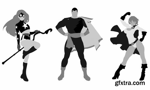 Collection icon super hero silhouette cartoon comic vector image 25 EPS