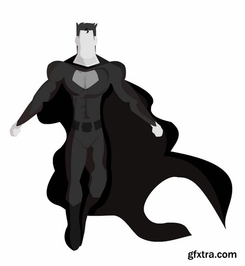 Collection icon super hero silhouette cartoon comic vector image 25 EPS