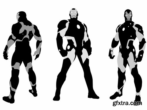 Collection icon super hero silhouette cartoon comic vector image 25 EPS