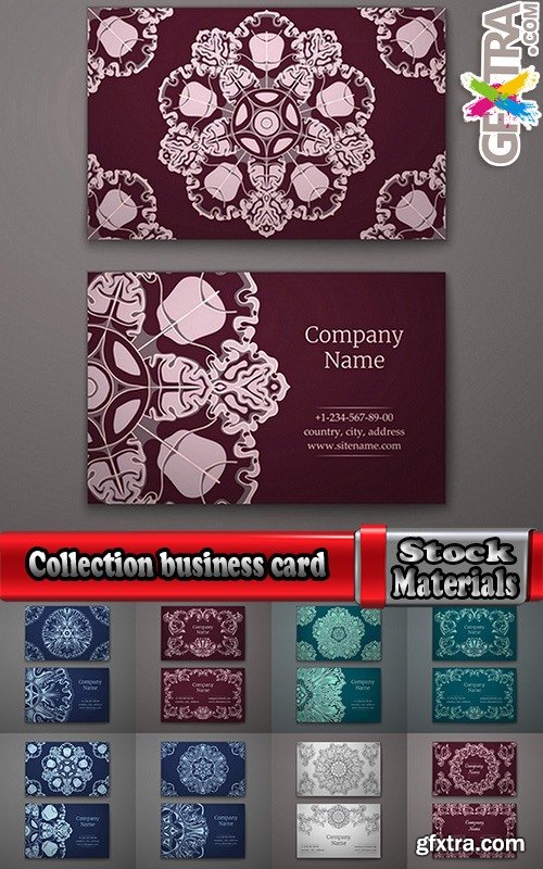 Collection business card with printed cover ethnic pattern 25 EPS