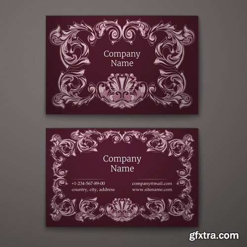 Collection business card with printed cover ethnic pattern 25 EPS