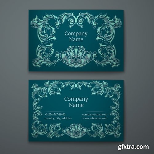 Collection business card with printed cover ethnic pattern 25 EPS