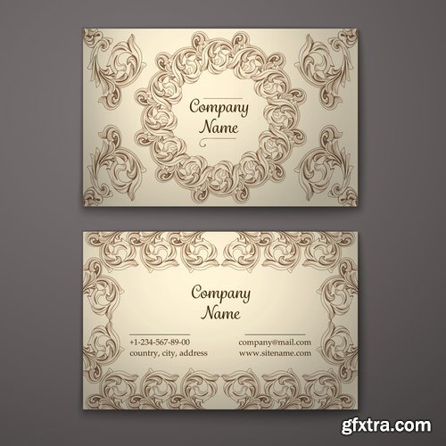 Collection business card with printed cover ethnic pattern 25 EPS