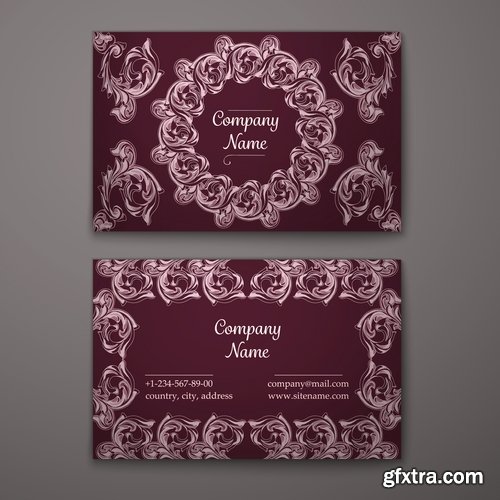 Collection business card with printed cover ethnic pattern 25 EPS