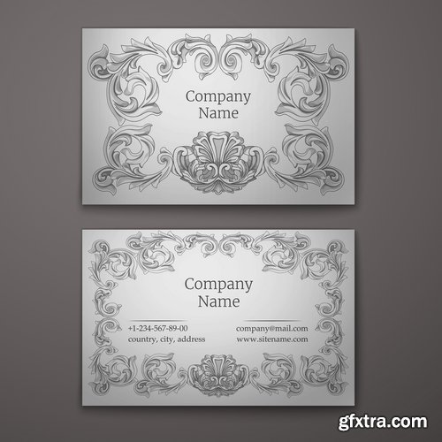 Collection business card with printed cover ethnic pattern 25 EPS