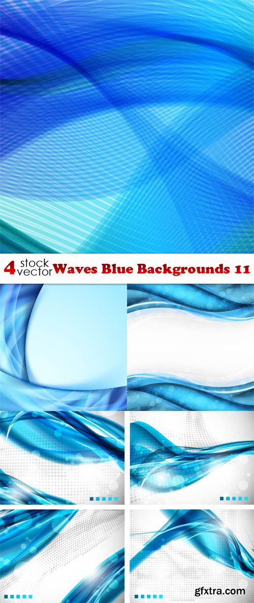 Vectors - Waves Blue Backgrounds 11