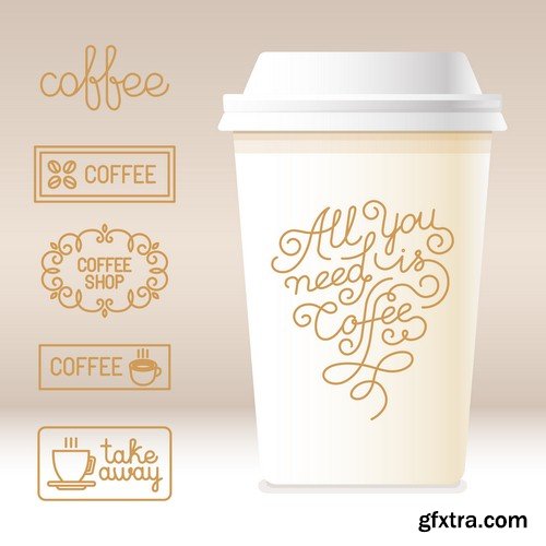 Paper cup of coffee 1-5xEPS