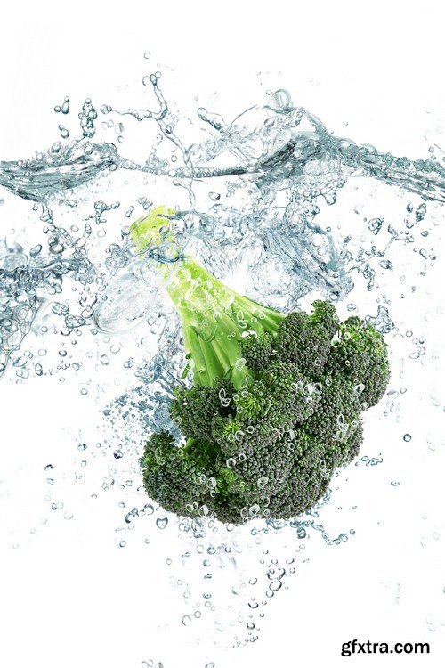 Vegetables in spray of water-6xUHQ JPEG