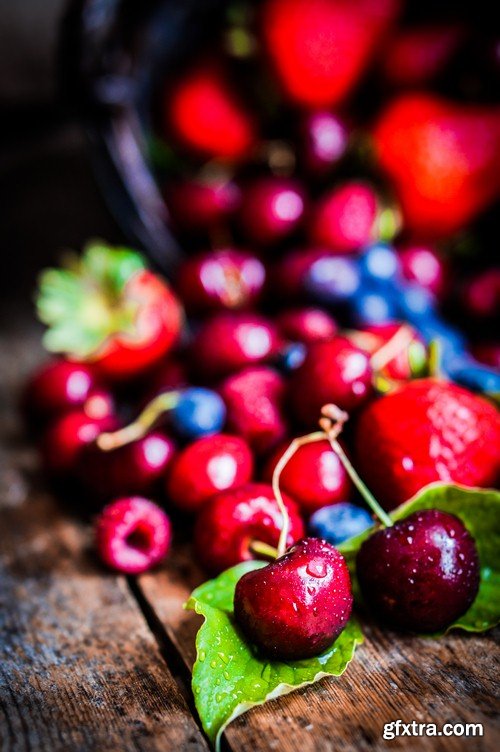 Fresh fruit on wooden board-5xUHQ JPEG