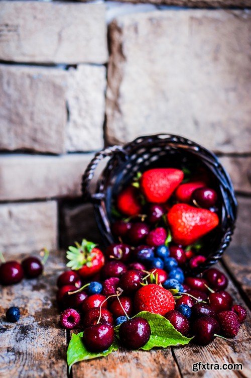 Fresh fruit on wooden board-5xUHQ JPEG