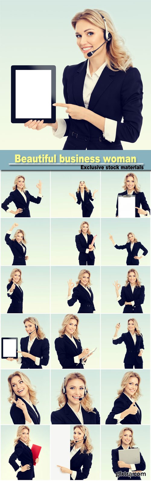 Beautiful business woman in different images