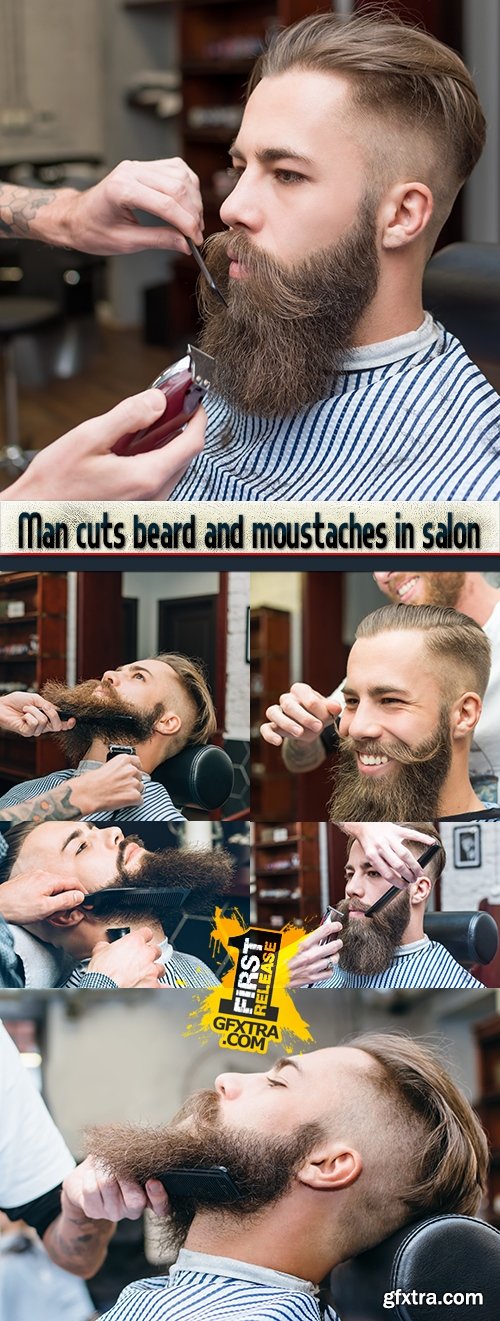 Man cuts beard and moustaches in salon