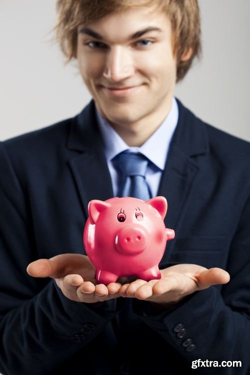 Business concept pig moneybox in hands