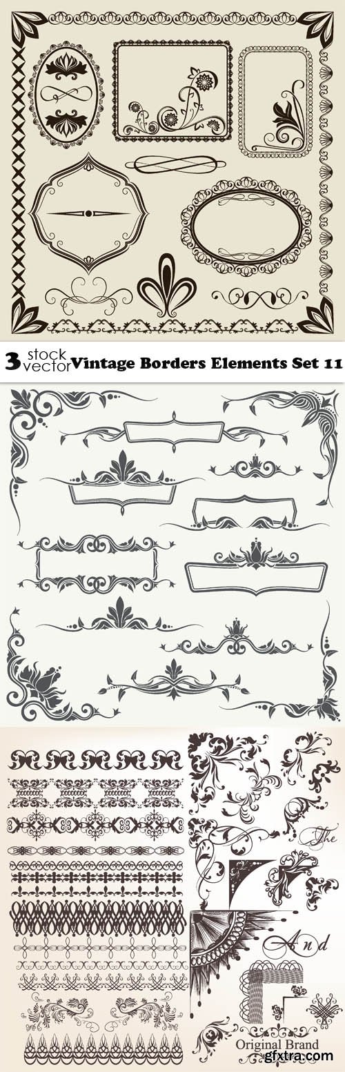 Vectors - Vintage Borders Elements Set 11