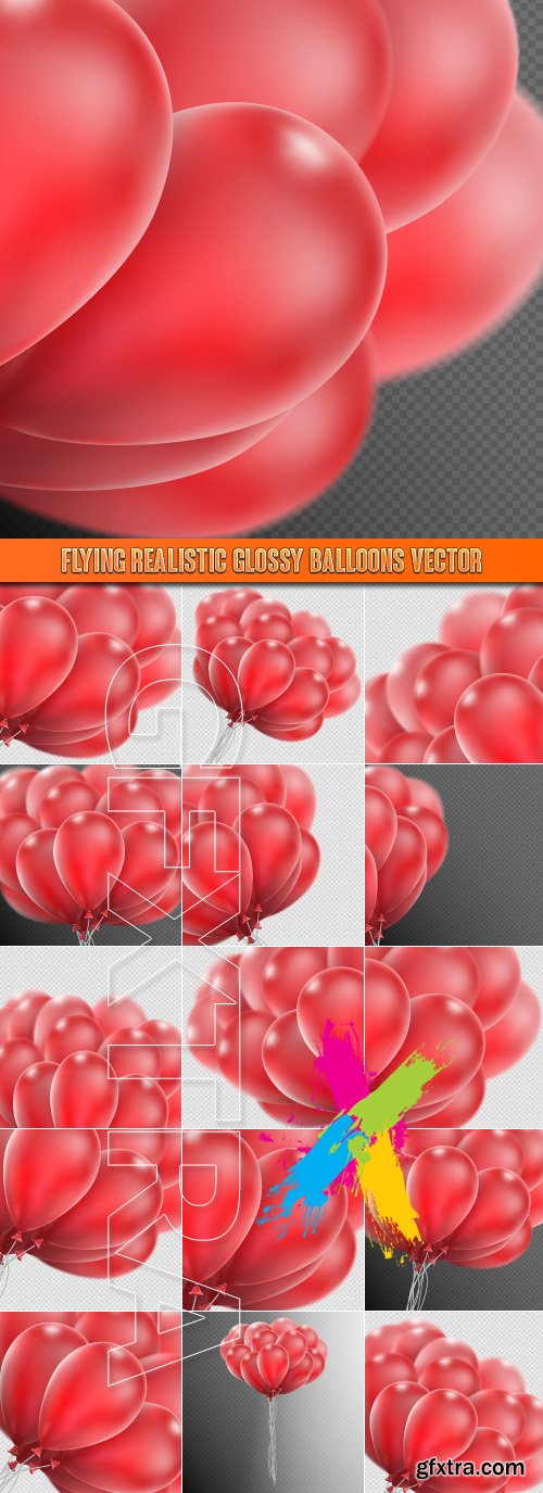 Flying realistic glossy balloons vector