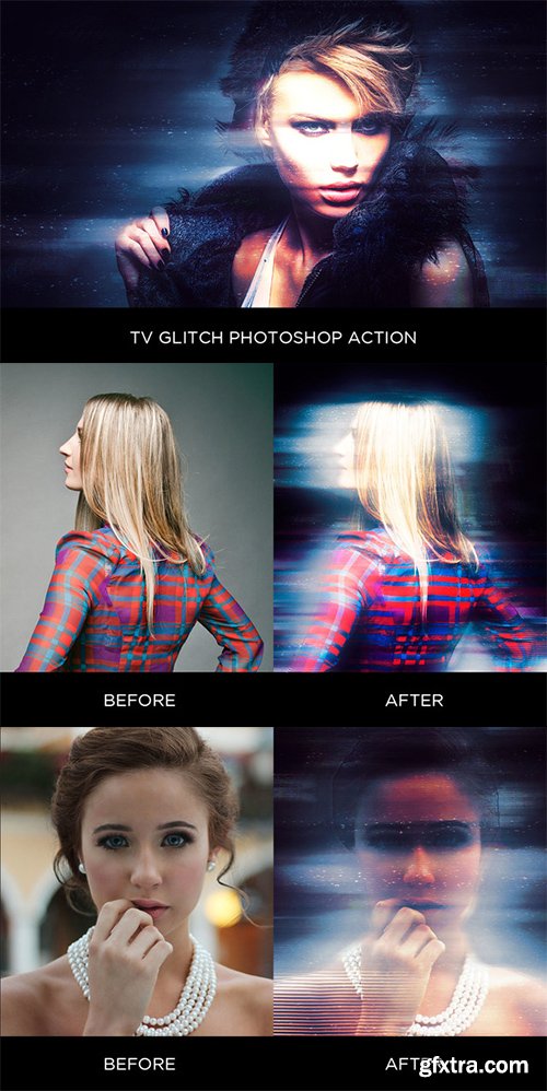 TV Glitch Photoshop Action - CM 579094