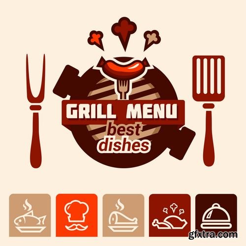 Menu design Pizza barbecue grill