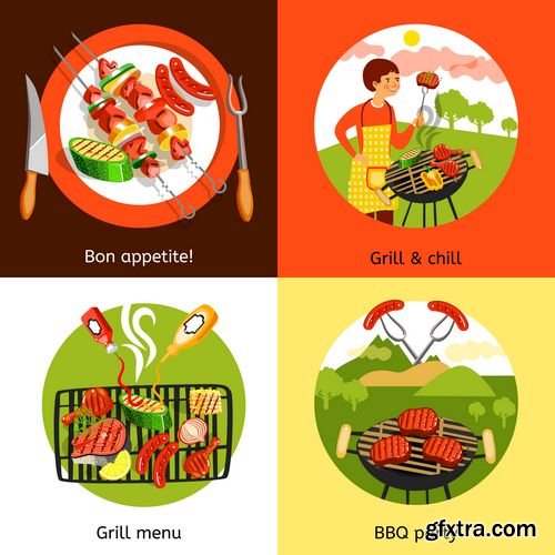 Menu design Pizza barbecue grill