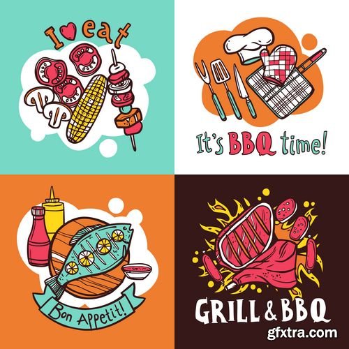 Menu design Pizza barbecue grill