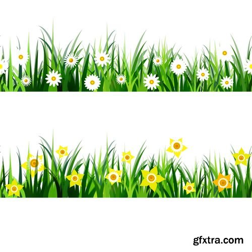 Green grass with flowers