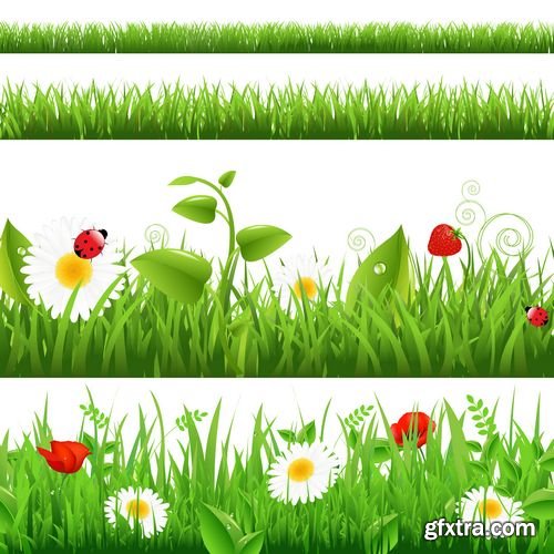 Green grass with flowers