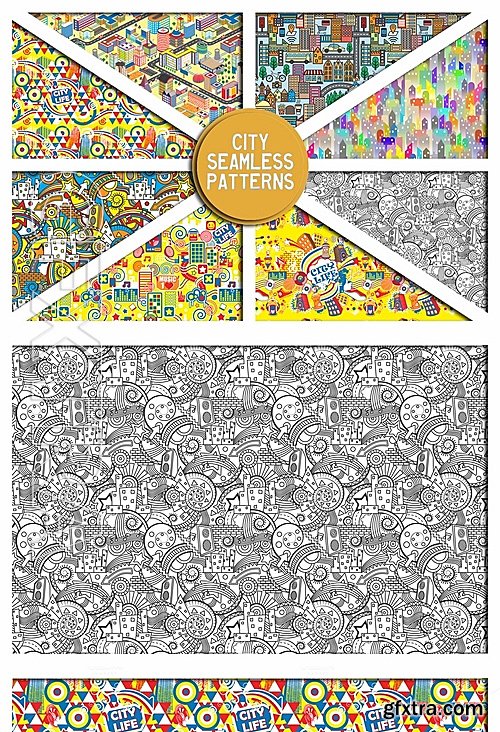 CM - City seamless backgrounds set 707909