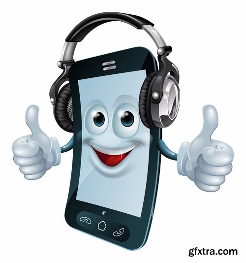 Collection of mobile phone funny cartoon icon 25 EPS