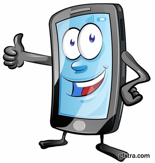 Collection of mobile phone funny cartoon icon 25 EPS