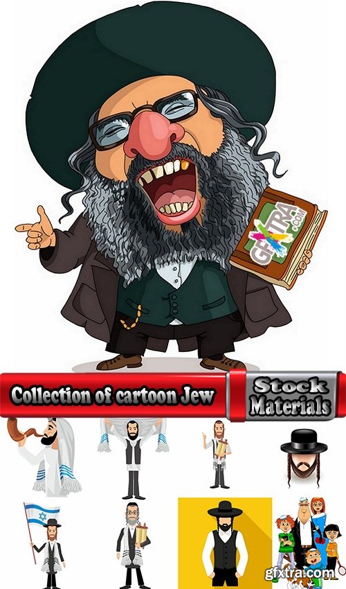 Collection of cartoon Jew Judaism Hebrew Moses 25 EPS